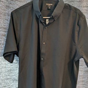 Men's Express Button Up Dress Shirt in Dark Grey Size L NWT
